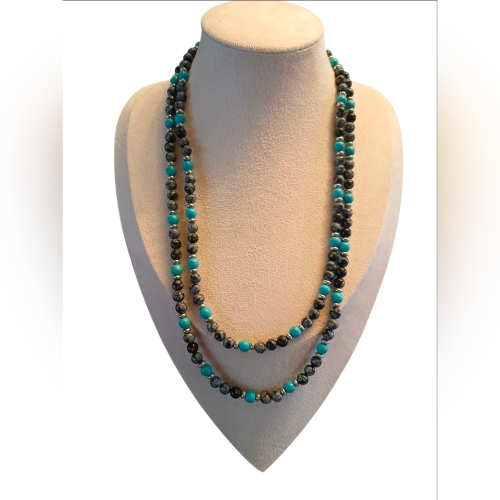 Multi-strand Western Style Navajo Pearl Turquoise Blue Howlite Stone Beads